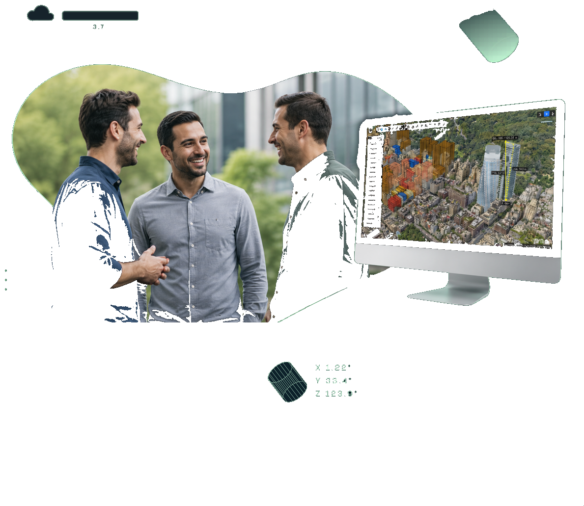 צוות עסקי ממליץ על Simplex&nbsp;3D — מודל תלת-ממד עירוני על המסך